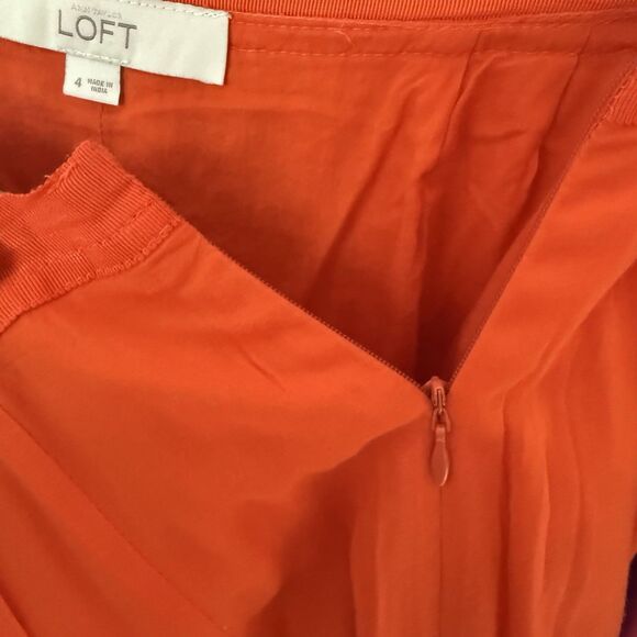 Ann Taylor Loft Pleated Long Maxi Skirt Orange Size 4 Lined - Picture 9 of 16